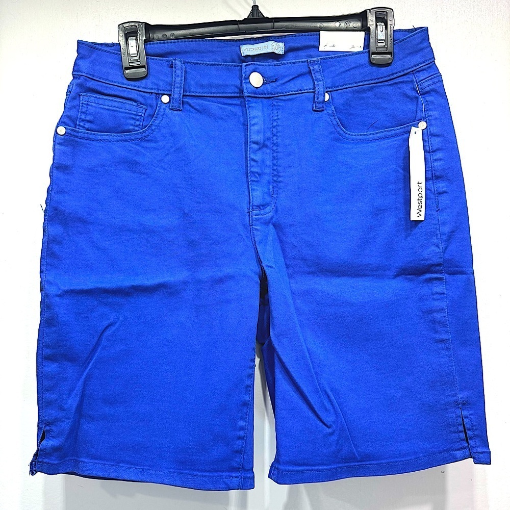 Westport Signature High Rise Bermuda Shorts in Royal Cobalt Blue Denim